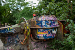 Betonmischer als Blümenkübel